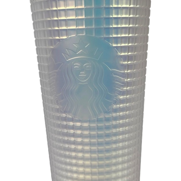 Starbucks Spring 2022 Iridescent Frost White Grid Tumbler Cold Cup Venti 24 oz - Picture 13 of 13